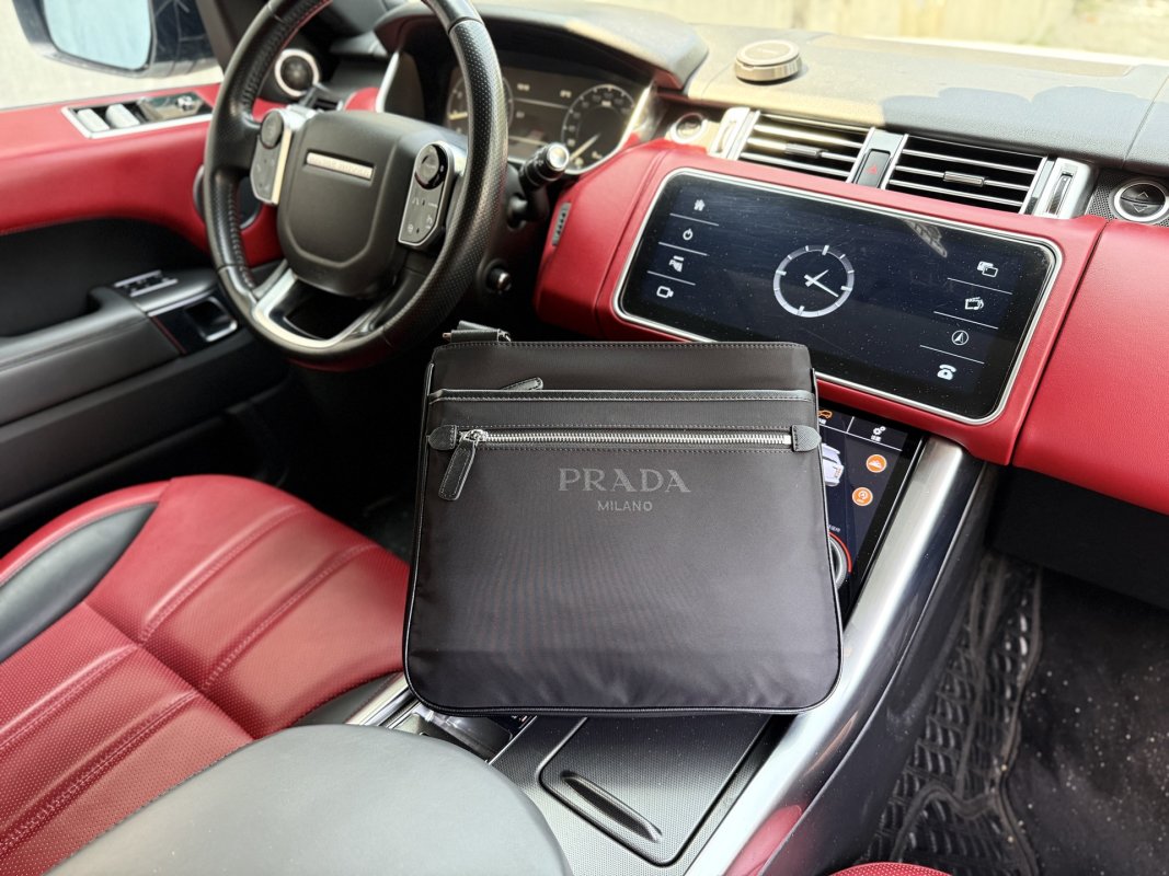 Prada Milano Black Nylon Saffiano Leather Messenger Bag