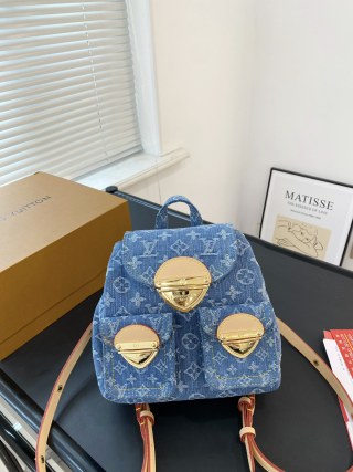 Louis Vuitton Monogram Denim Backpack Blue view 1