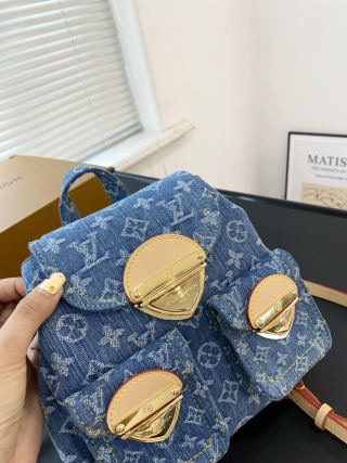 Louis Vuitton Monogram Denim Backpack Blue view 2