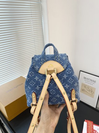 Louis Vuitton Monogram Denim Backpack Blue view 3