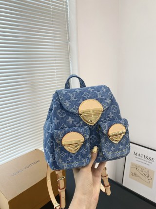 Louis Vuitton Monogram Denim Backpack Blue view 4