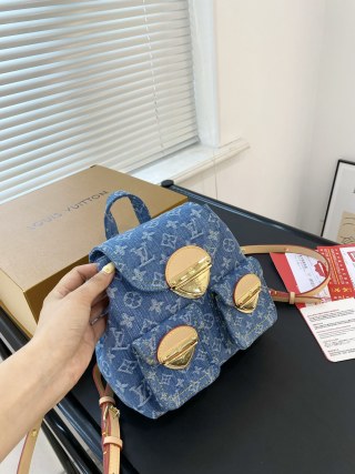 Louis Vuitton Monogram Denim Backpack Blue view 5