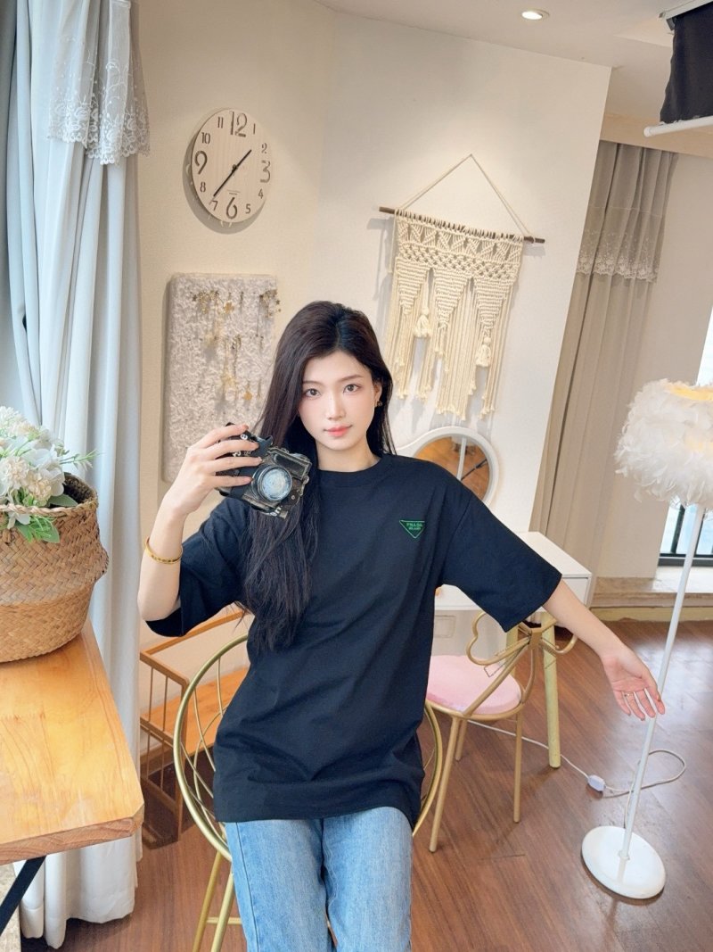 Prada Black T-Shirt with Triangle Logo view