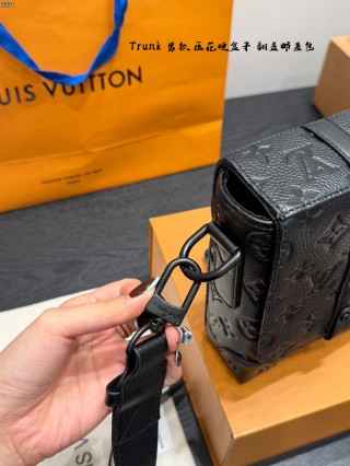 Louis Vuitton Trunk Embossed Messenger Bag Black view 3