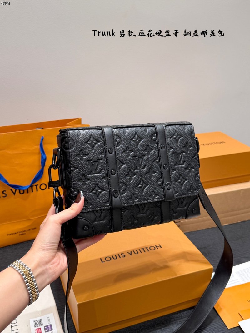 Louis Vuitton Trunk Embossed Messenger Bag Black view