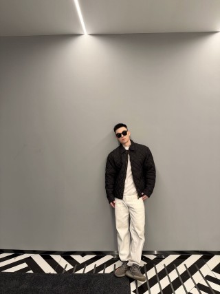 Black Quilted Bomber Jacket view 2