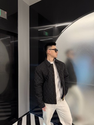 Black Quilted Bomber Jacket view 5