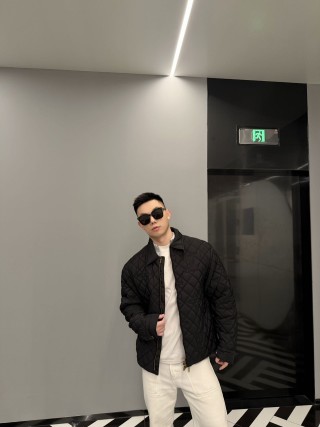 Black Quilted Bomber Jacket view 6