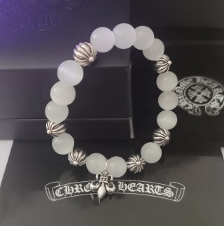 Chrome Hearts Cross Flower Silver Bead Tiger Eye Stone Bracelet view 1
