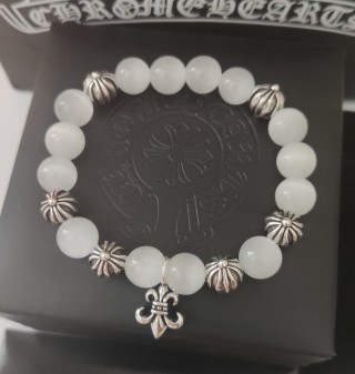 Chrome Hearts Cross Flower Silver Bead Tiger Eye Stone Bracelet view 2