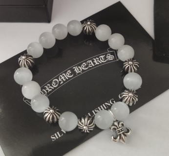Chrome Hearts Cross Flower Silver Bead Tiger Eye Stone Bracelet view 5