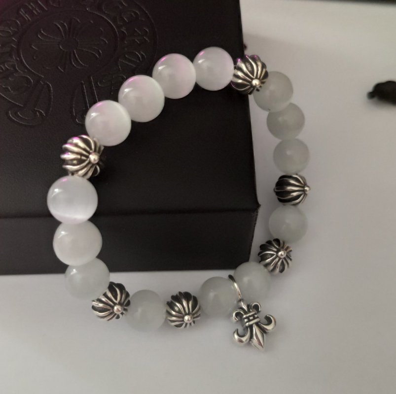 Chrome Hearts Cross Flower Silver Bead Tiger Eye Stone Bracelet view