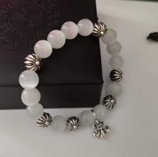 Chrome Hearts Cross Flower Silver Bead Tiger Eye Stone Bracelet view 7