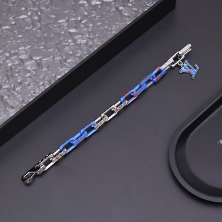 Louis Vuitton Acrylic & Metal Chain Link Bracelet Blue Red view 7