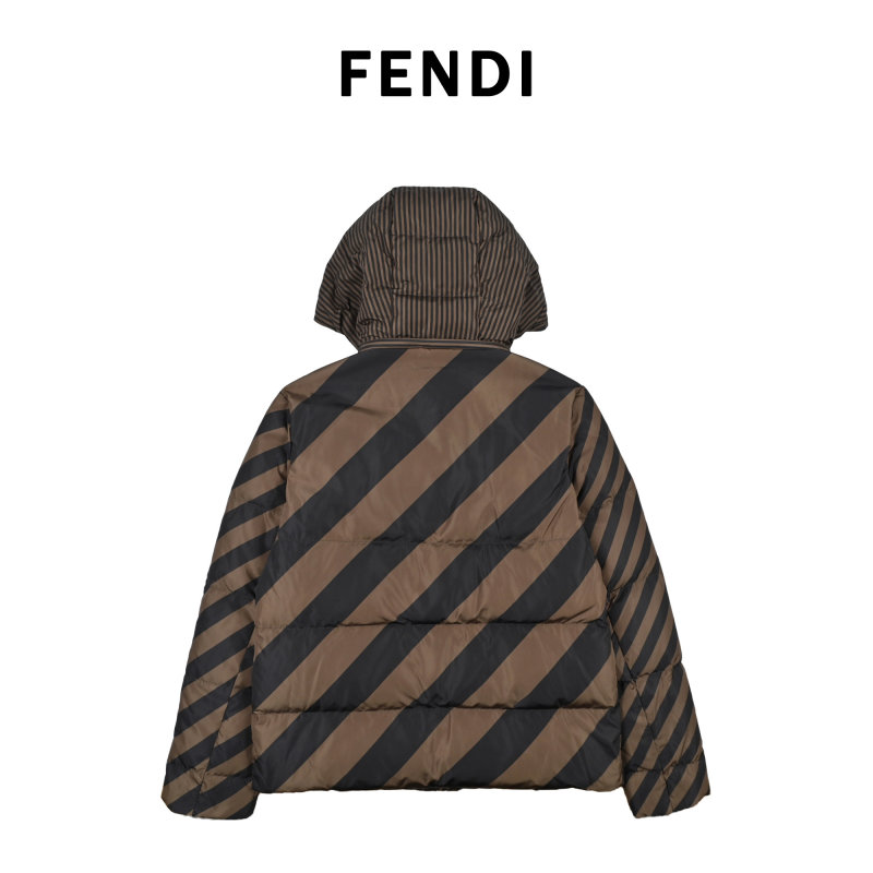 Fendi FF Stripe Brown Down Jacket view
