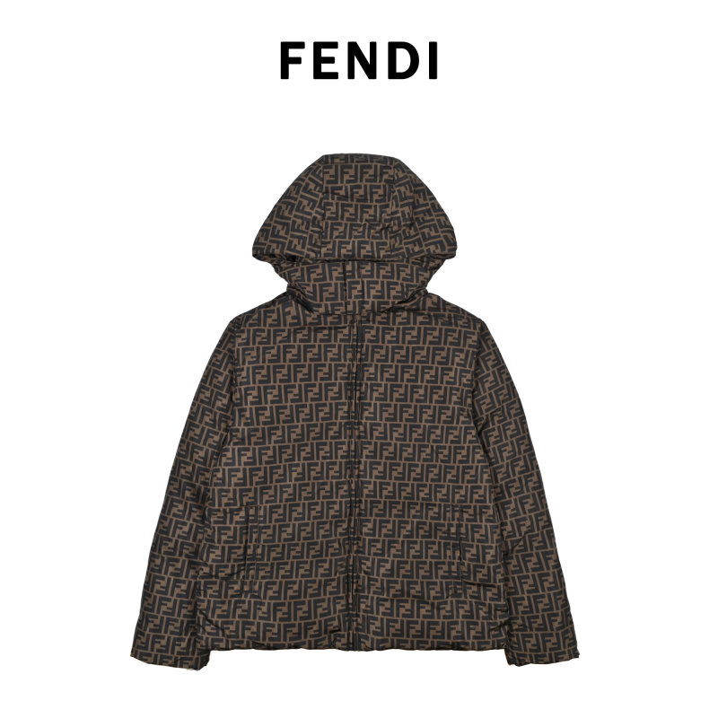 Fendi FF Stripe Brown Down Jacket view