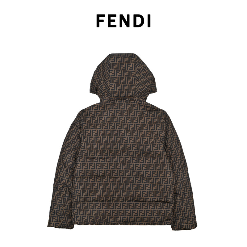 Fendi FF Stripe Brown Down Jacket view