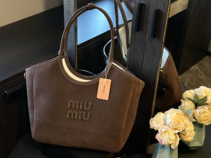 Miu Miu Suede Tote Bag Brown view 1