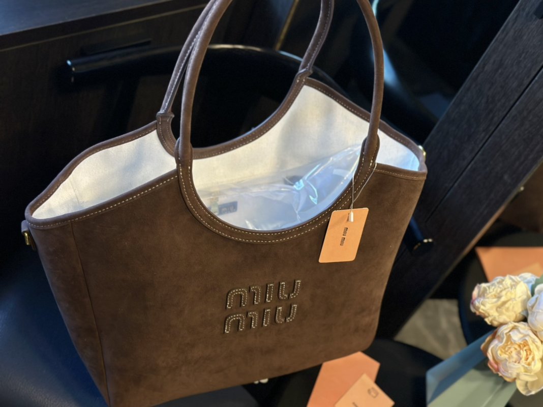 Miu Miu Suede Tote Bag Brown view