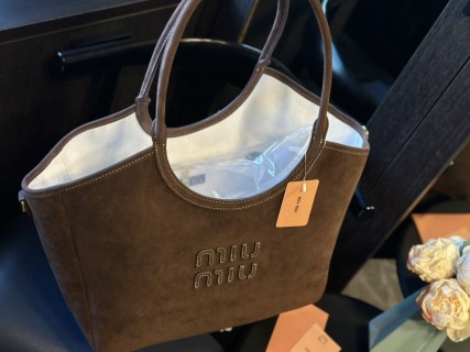 Miu Miu Suede Tote Bag Brown view 2