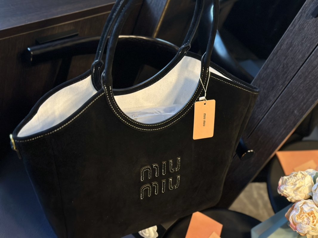 Miu Miu Suede Tote Bag Brown view