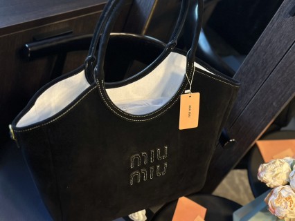 Miu Miu Suede Tote Bag Brown view 3