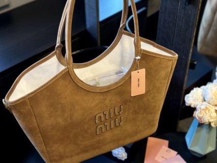 Miu Miu Suede Tote Bag Brown view 4