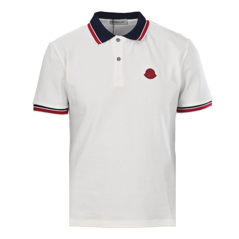 Moncler White Polo Shirt with Red & Navy Trim view