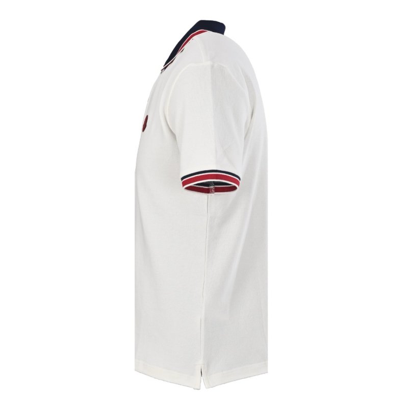Moncler White Polo Shirt with Red & Navy Trim view