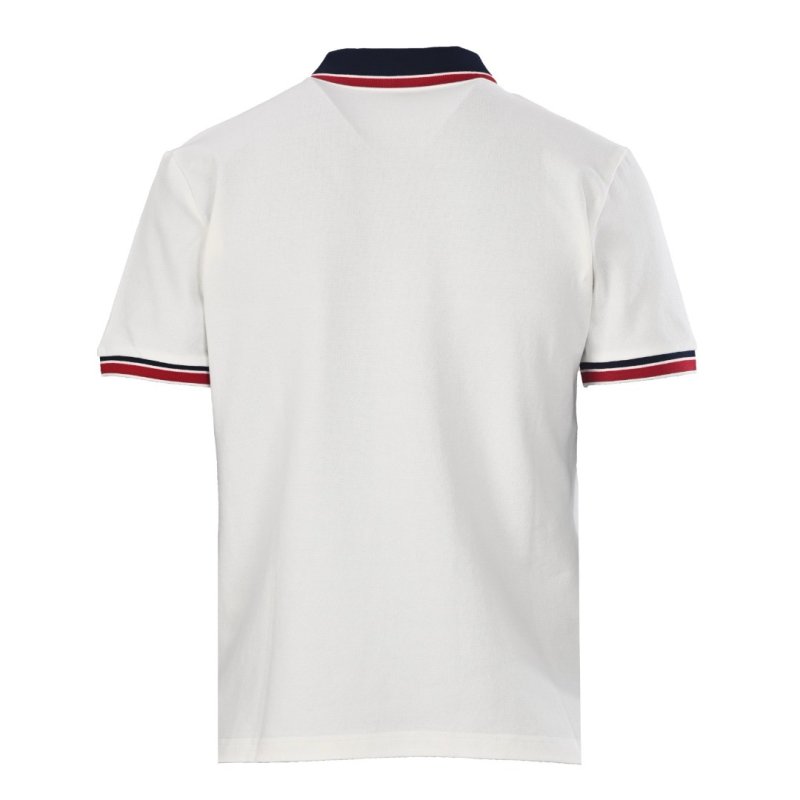 Moncler White Polo Shirt with Red & Navy Trim view