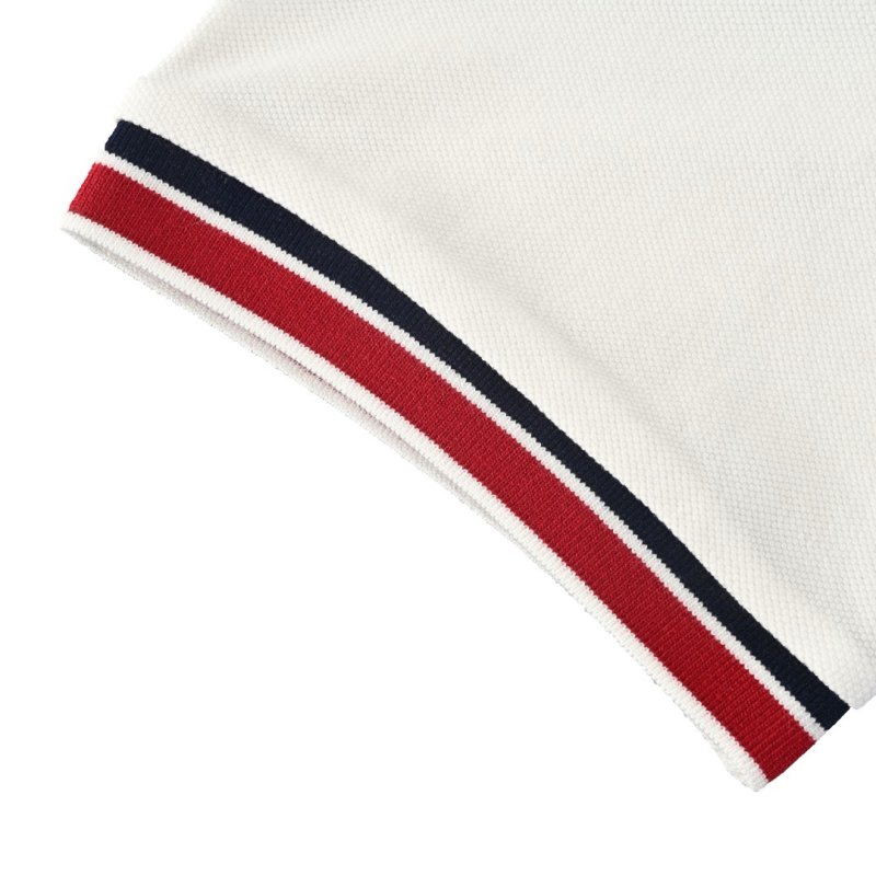 Moncler White Polo Shirt with Red & Navy Trim view