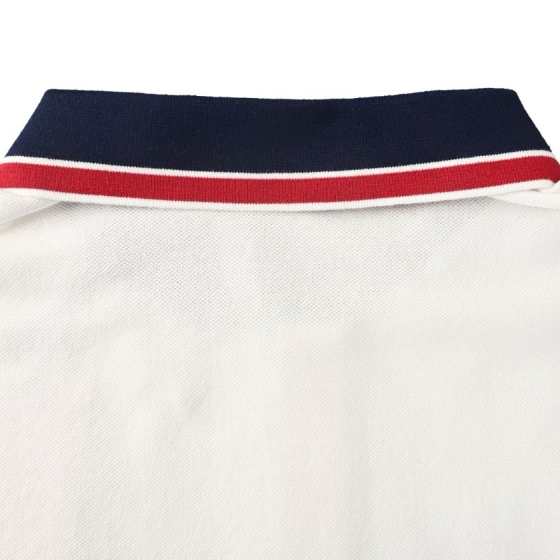 Moncler White Polo Shirt with Red & Navy Trim view
