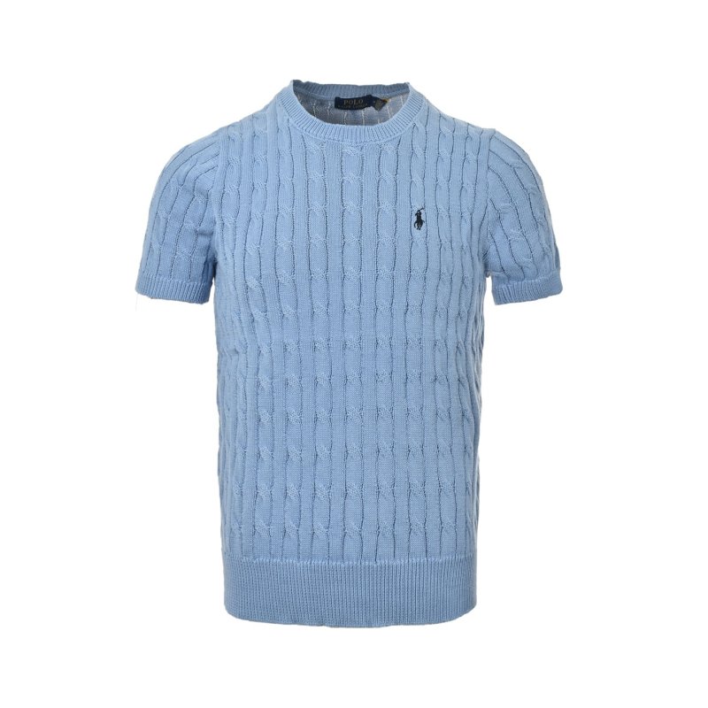 Light Blue Ribbed Short Sleeve T-Shirt view
