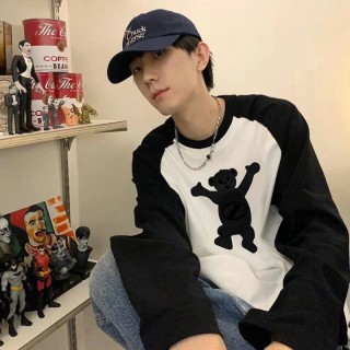 Burberry Black Bear Long Sleeve Baseball Tee White/Black view 3