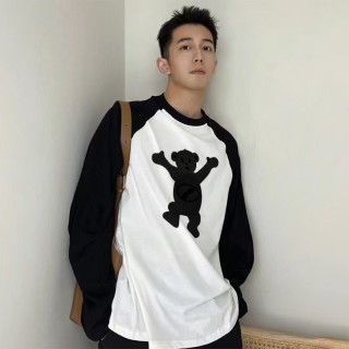 Burberry Black Bear Long Sleeve Baseball Tee White/Black view 7