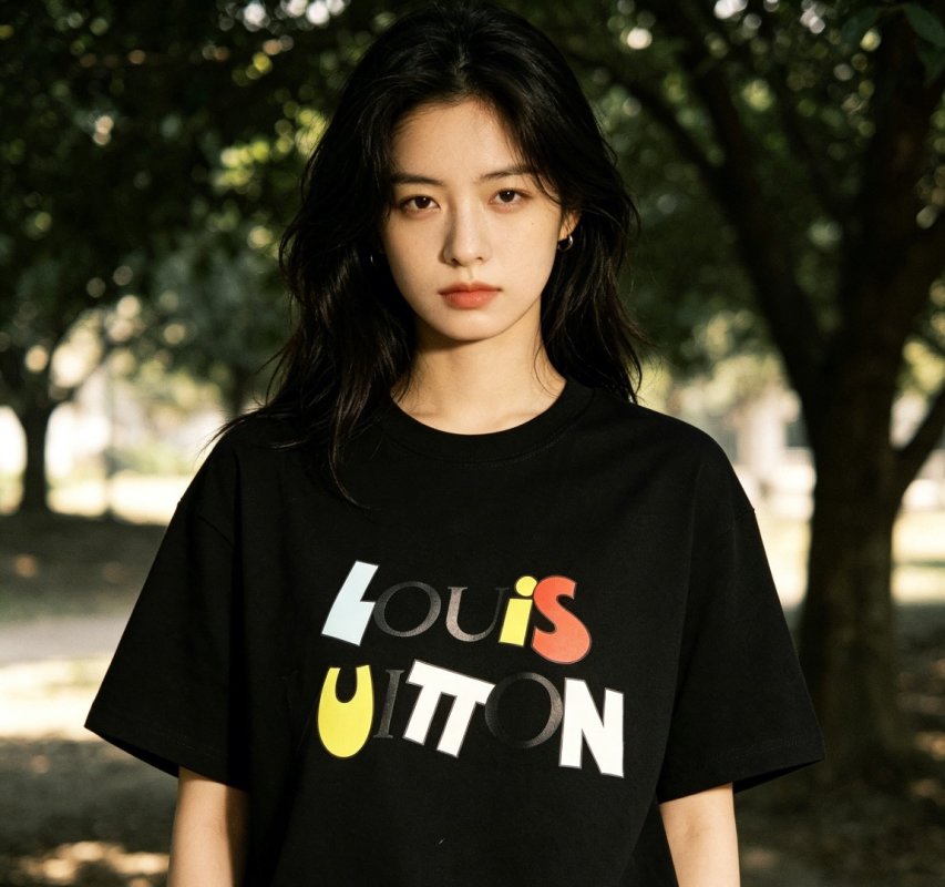 Louis Vuitton Colorblock Logo Black T-Shirt