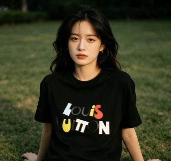Louis Vuitton Colorblock Logo Black T-Shirt view 3