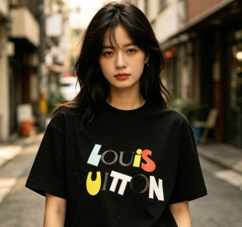 Louis Vuitton Colorblock Logo Black T-Shirt view 4