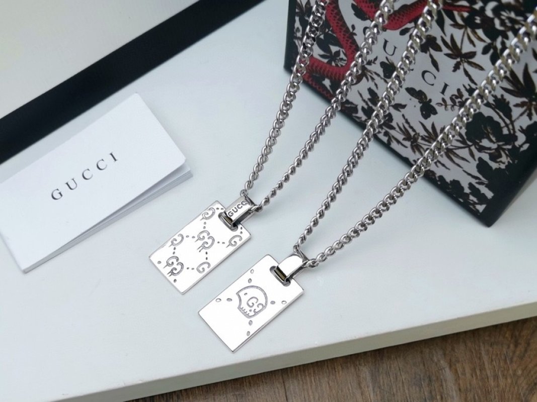 Gucci GG Ghost Skull Pendant Silver Chain Necklace view