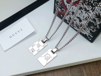Gucci GG Ghost Skull Pendant Silver Chain Necklace view 2