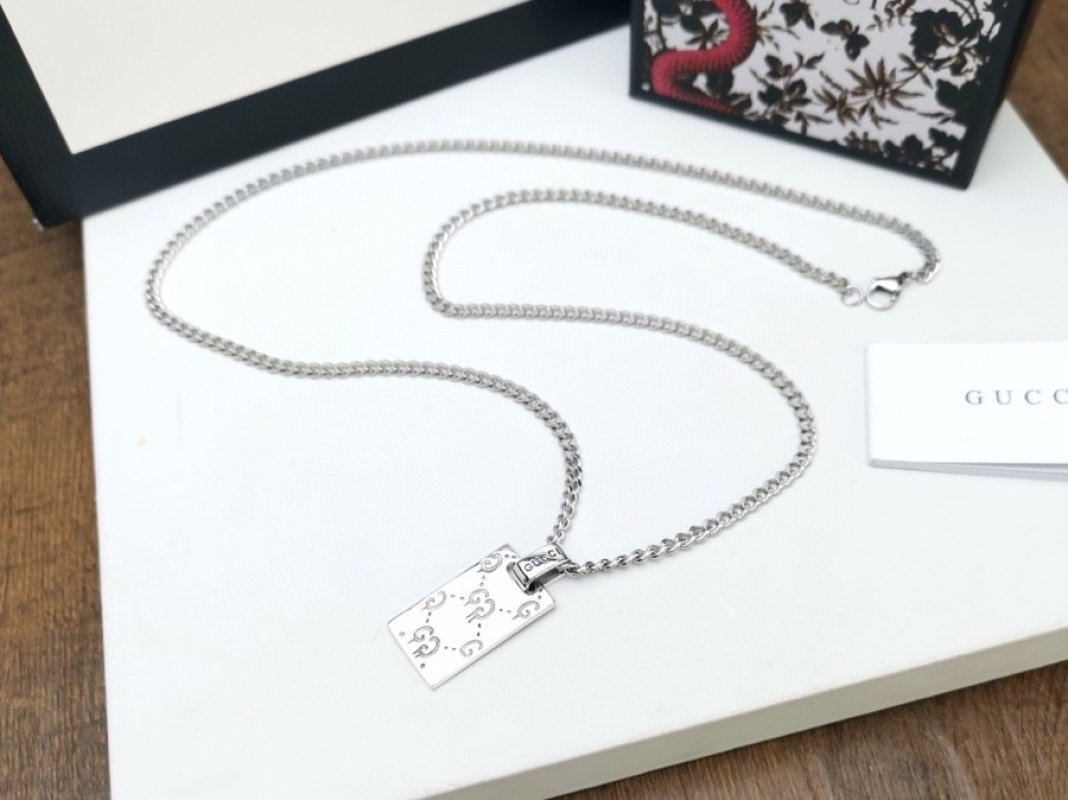 Gucci GG Ghost Skull Pendant Silver Chain Necklace view
