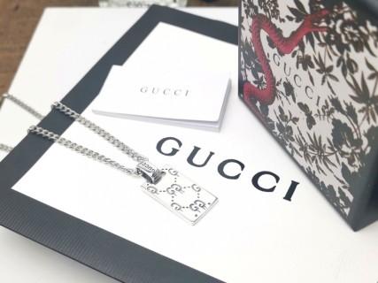 Gucci GG Ghost Skull Pendant Silver Chain Necklace view 6