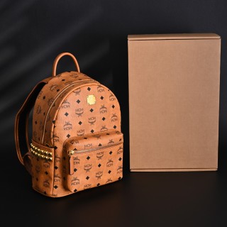 MCM Stark Visetos Cognac Backpack with Stud Detailing view 1