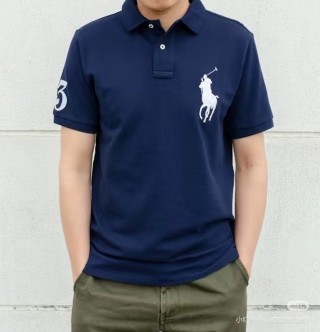 Polo Ralph Lauren Navy Polo Shirt with White Pony Logo view 1