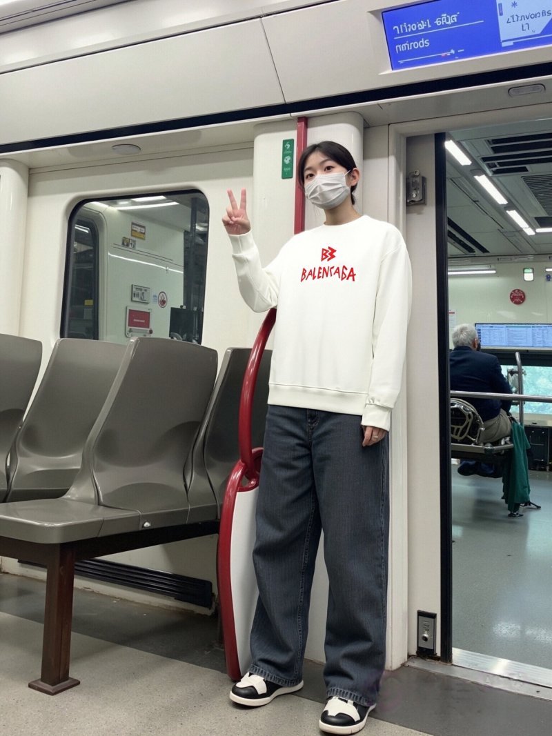 Balenciaga Red Logo Cream Oversized Hoodie view