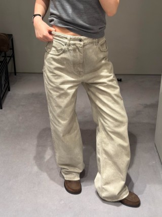 Loewe Anagram Embroidered Wide-Leg Cream Jeans view 3