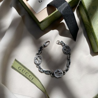 Gucci Double G Enamel Link Bracelet - Silver & Turquoise view 6