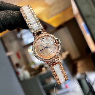 Cartier Ballon Bleu 33mm Rose Gold Diamond Watch