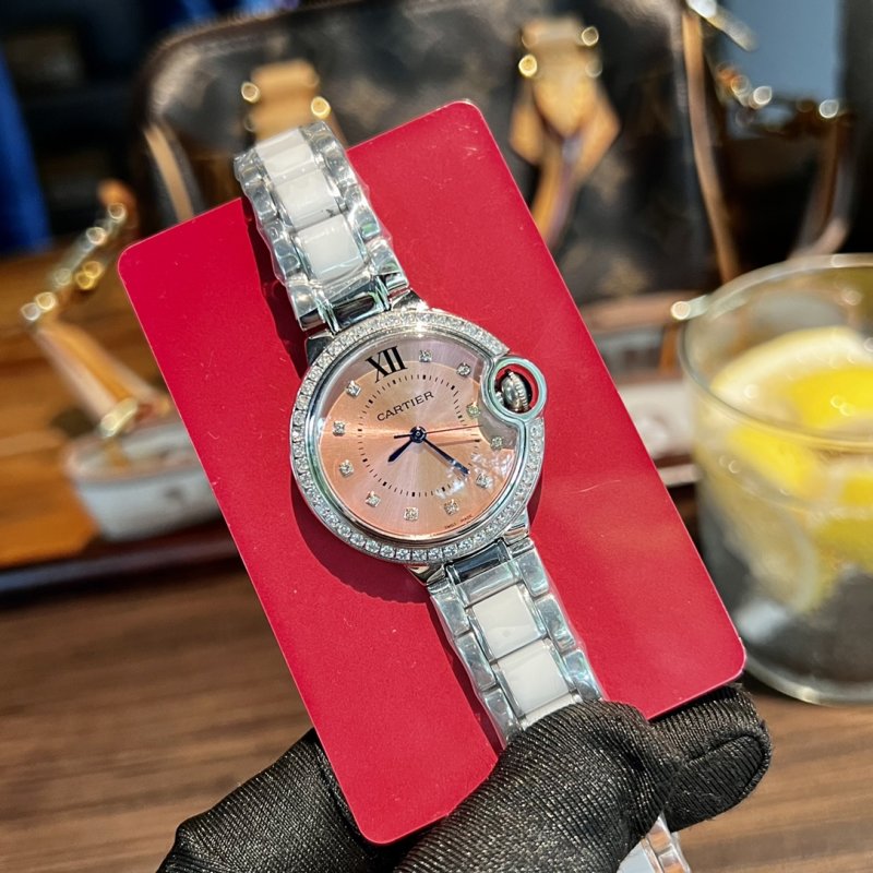 Cartier Ballon Bleu 33mm Rose Gold Diamond Watch view