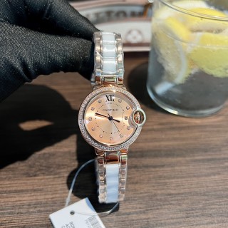 Cartier Ballon Bleu 33mm Rose Gold Diamond Watch view 7